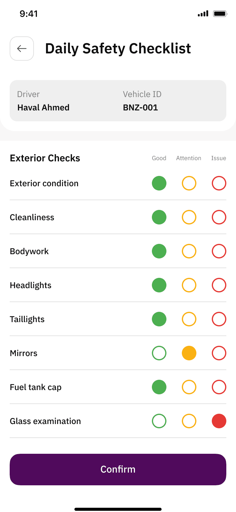 Banzeeni — daily safety checklist